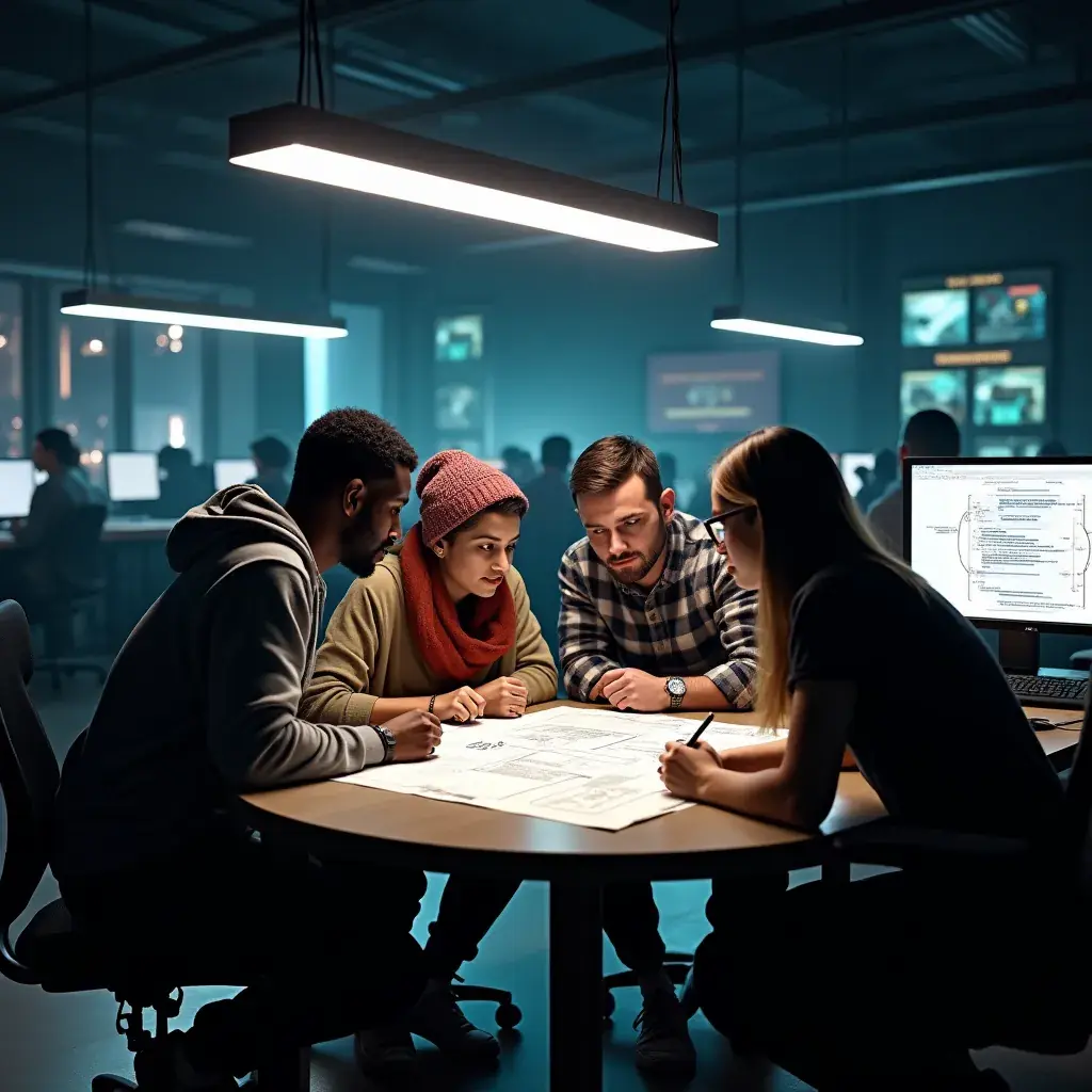 An engaging concept art piece depicting the world in which the game takes place, filled with intriguing details.