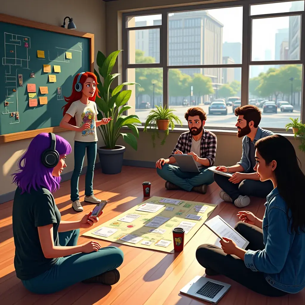 A captivating scene showcasing a character pondering over a complex puzzle in a mystical environment.